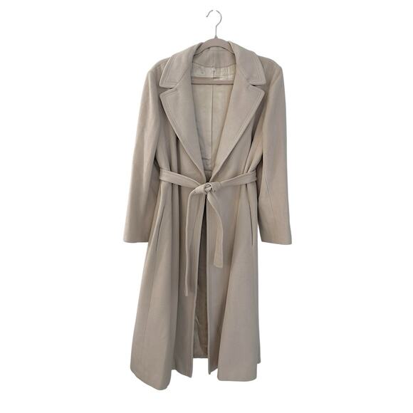 Amicale Cashmere Jackets & Blazers - Vintage Amicale 100% Pure Cashmere Long Belted Coat Beige Tan Women’s Medium